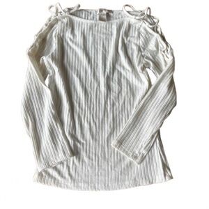 Forever 21 Cream Ribbed Cut Out Blouse - Size Medium